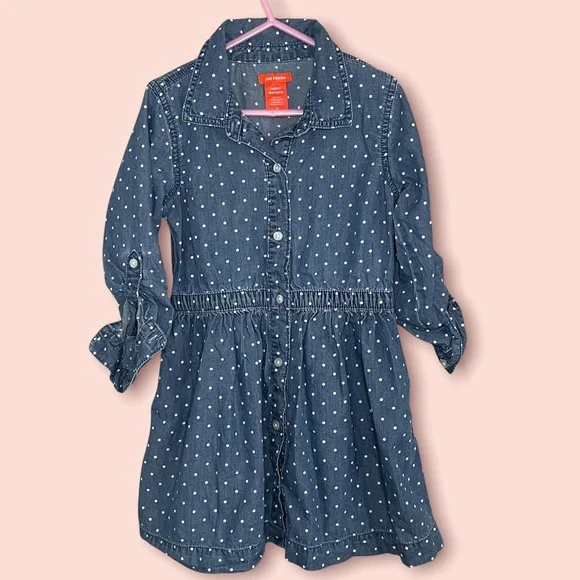 Joe Fresh | Dresses | Button Front Denim Polka Dot Dress Girls Size 5t |  Poshmark